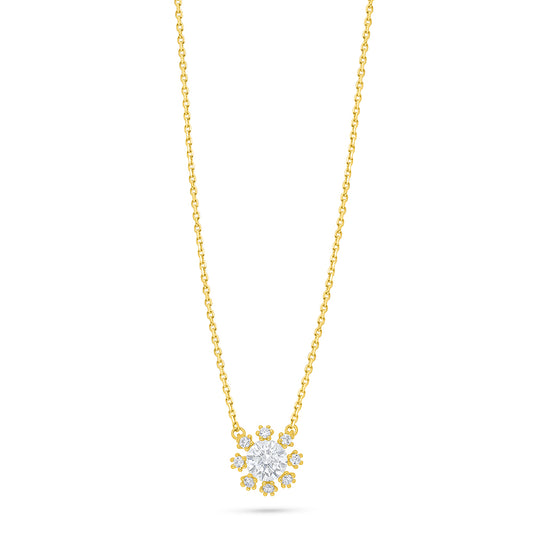 Sterling Silver 925 Necklace Golden Plated Embedded With White Zircon