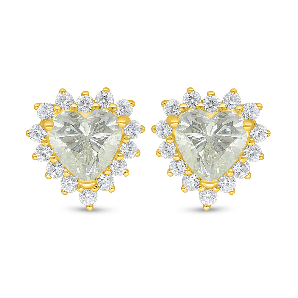 Sterling Silver 925 Earring Golden Plated Embedded With Diamond Zircon And White Zircon
