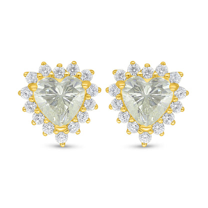 Sterling Silver 925 Earring Golden Plated Embedded With Diamond Zircon And White Zircon