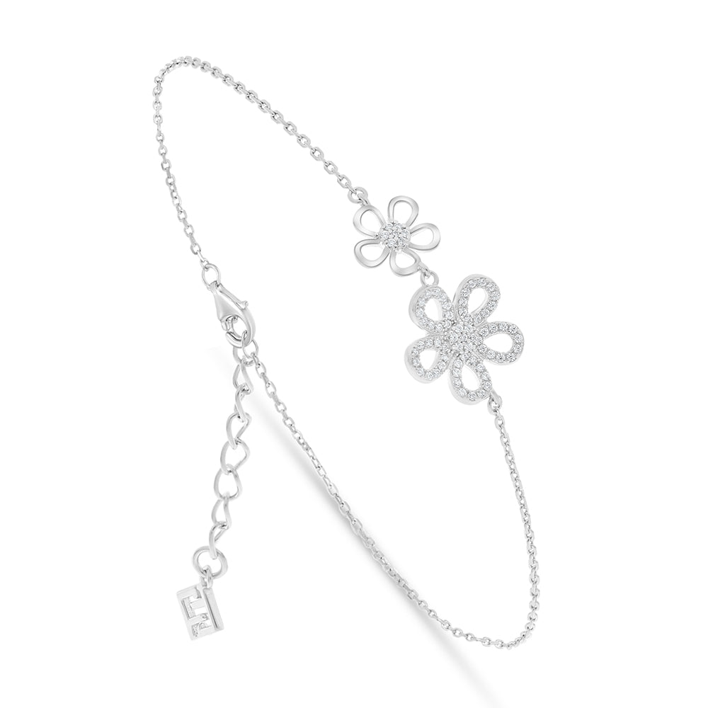 Sterling Silver 925 Bracelet Rhodium Plated Embedded With White Zircon