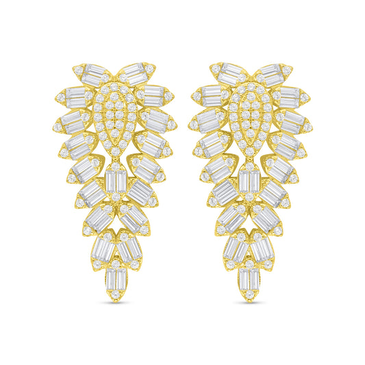 Sterling Silver 925 Earring Golden Plated Embedded With White Zircon