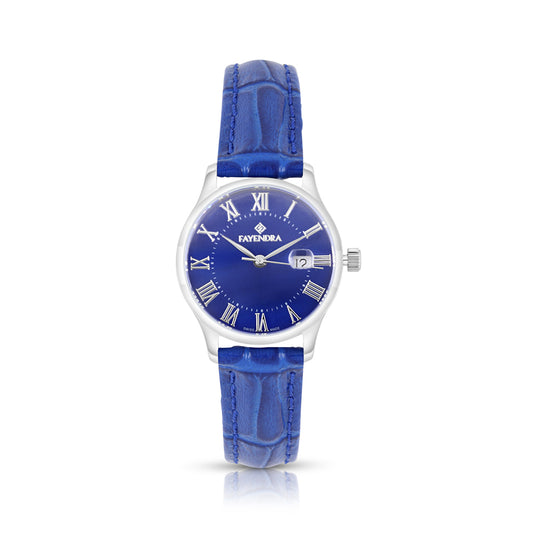 Stainless Steel 316 Watch Silver Color Embedded With Blue Leather - BLUE MOP DIAL