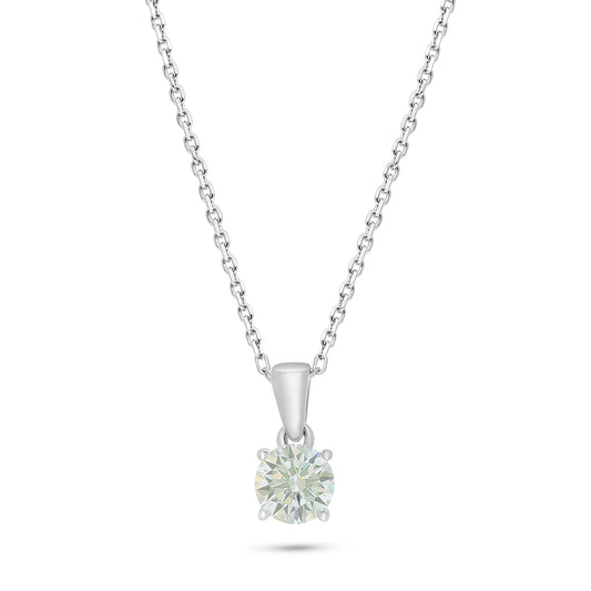 Sterling Silver 925 Necklace Rhodium Plated Embedded With Diamond Zircon