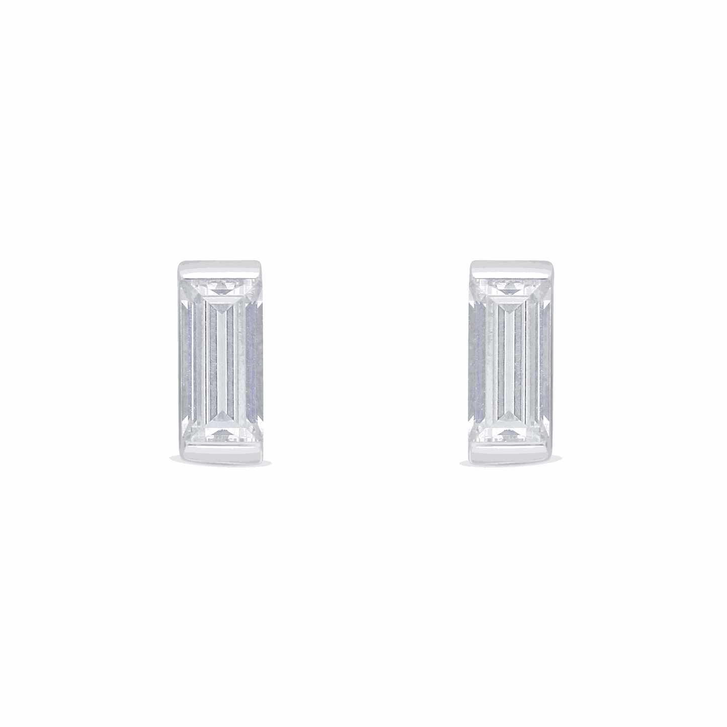 Sterling Silver 925 Earring Rhodium Plated Embedded With White Zircon