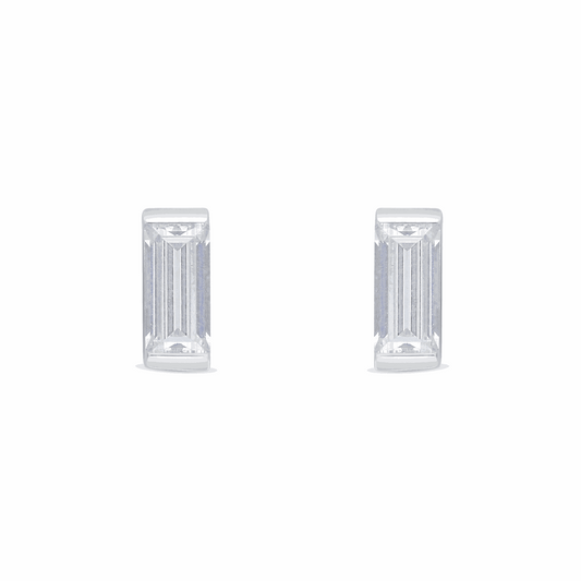 Sterling Silver 925 Earring Rhodium Plated Embedded With White Zircon