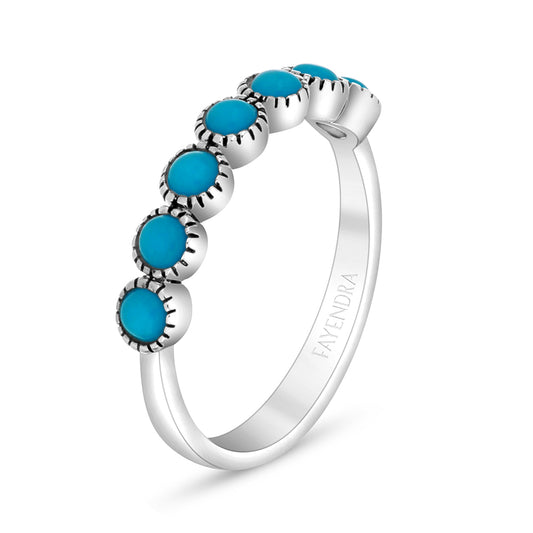 Sterling Silver 925 Ring Embedded With Natural Processed Turquoise