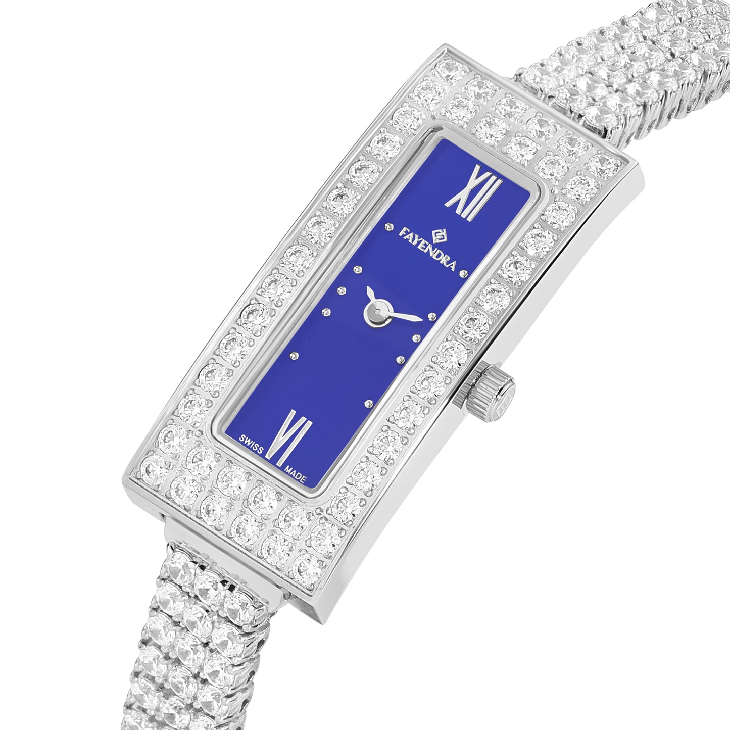 Stainless Steel 316L Watch Silver Color Embedded With White Zircon - BLUE MOP DIAL