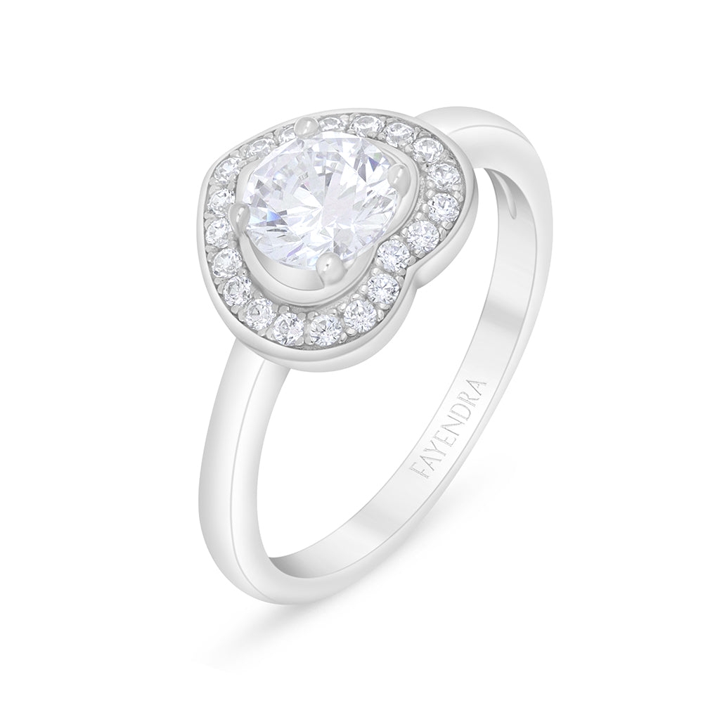 خاتم من الفضة الخالصة عيار 925 مطلي روديوم مرصع فص ابيض