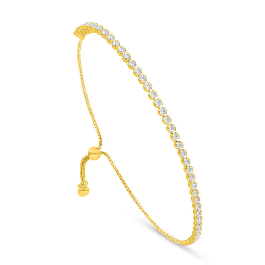 Sterling Silver 925 Bracelet Golden Plated Embedded With White Zircon