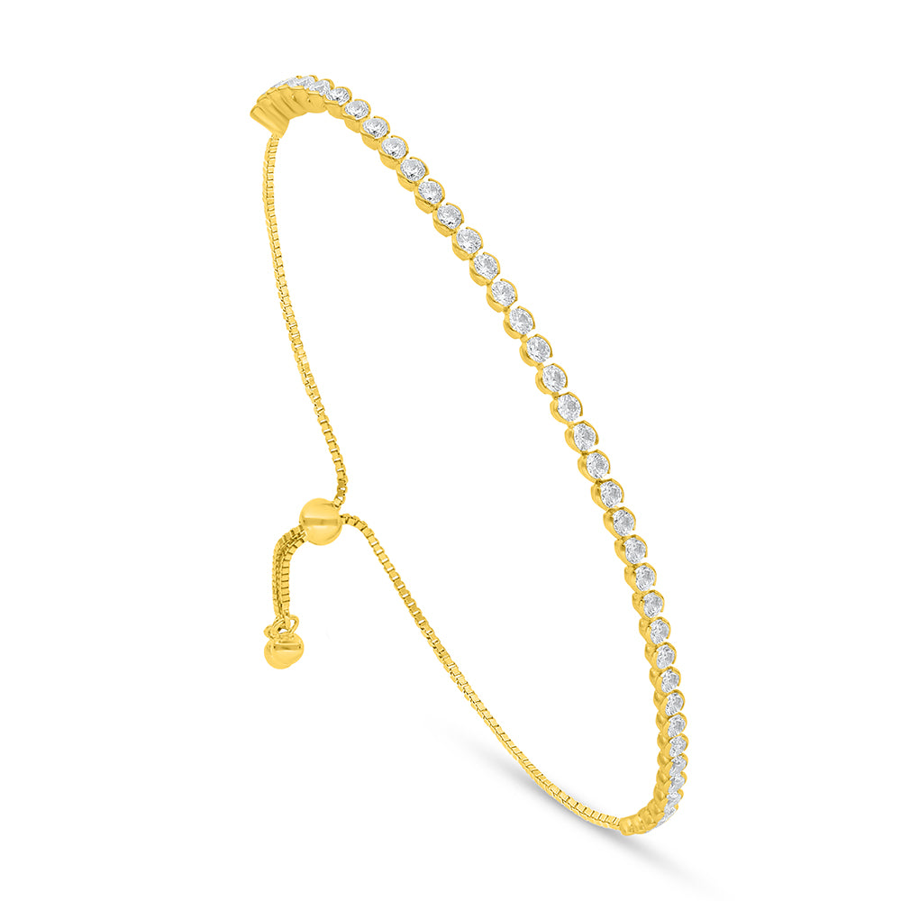 Sterling Silver 925 Bracelet Golden Plated Embedded With White Zircon
