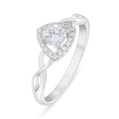 Sterling Silver 925 Ring Rhodium Plated Embedded With White Zircon