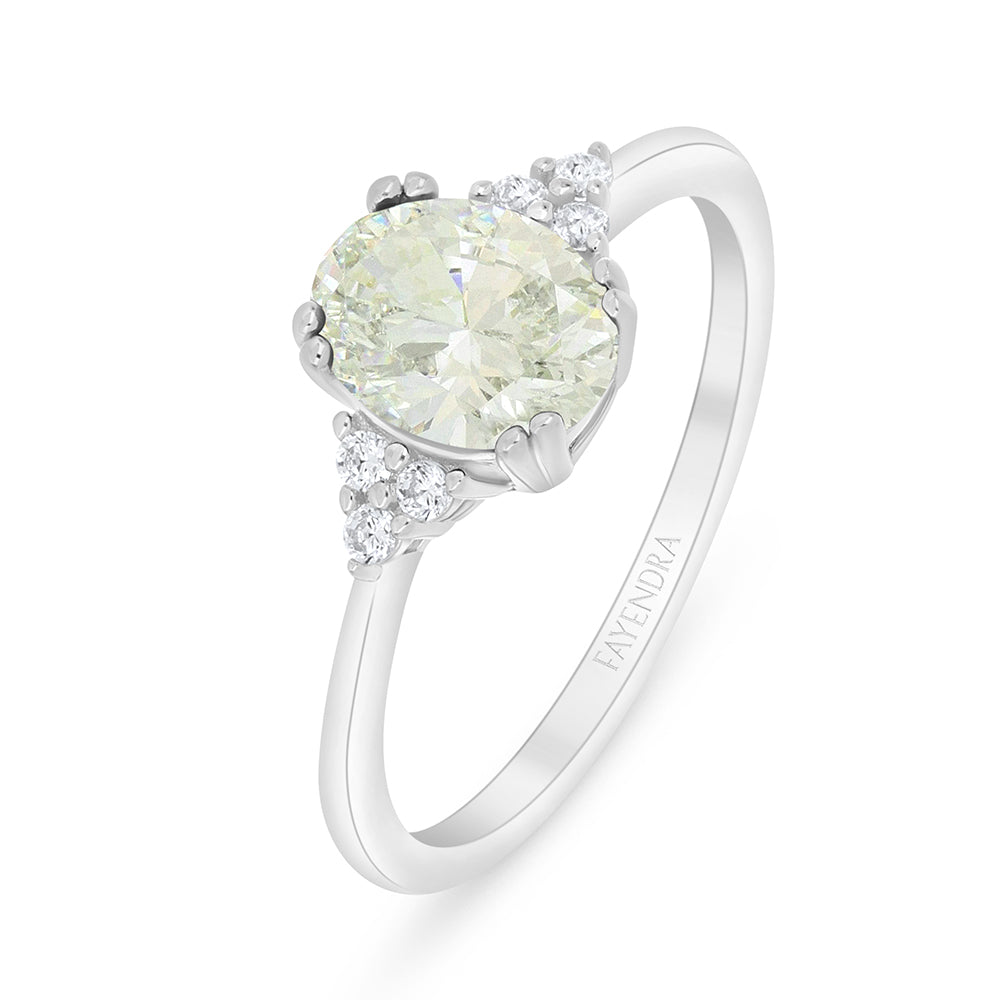 Sterling Silver 925 Ring Rhodium Plated Embedded With Diamond Zircon And White Zircon