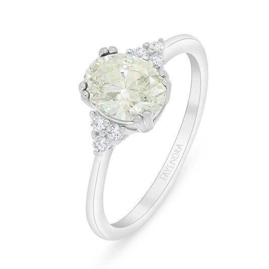 Sterling Silver 925 Ring Rhodium Plated Embedded With Diamond Zircon And White Zircon