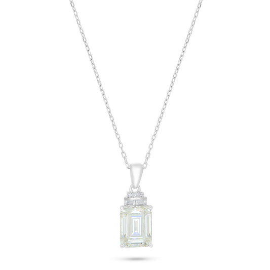 Sterling Silver 925 Necklace Rhodium Plated Embedded With Diamond Zircon And White Zircon