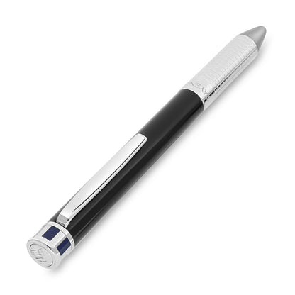 Fayendra Pen Silver And Black And Blue Plated Embedded With Small Checkered Pattern