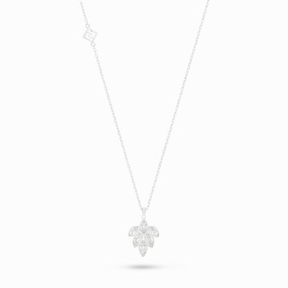 Sterling Silver 925 Necklace Rhodium Plated Embedded With White Zircon