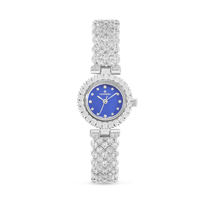 Stainless Steel 316L Watch Silver Color Embedded With White Zircon - BLUE MOP DIAL