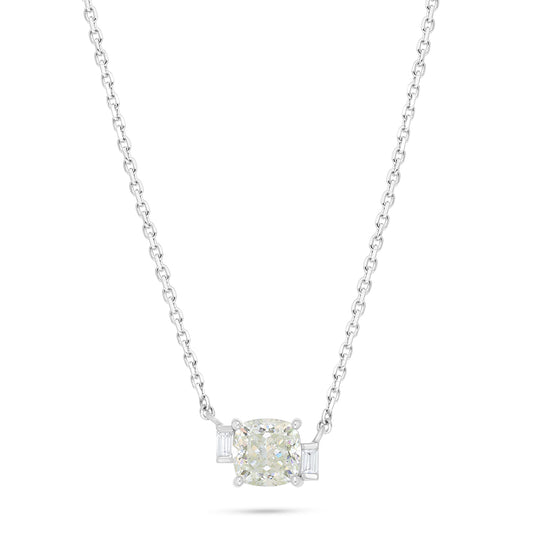 Sterling Silver 925 Necklace Rhodium Plated Embedded With Diamond Zircon And White Zircon