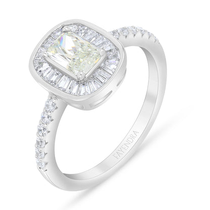 Sterling Silver 925 Ring Rhodium Plated Embedded With Diamond Zircon And White Zircon