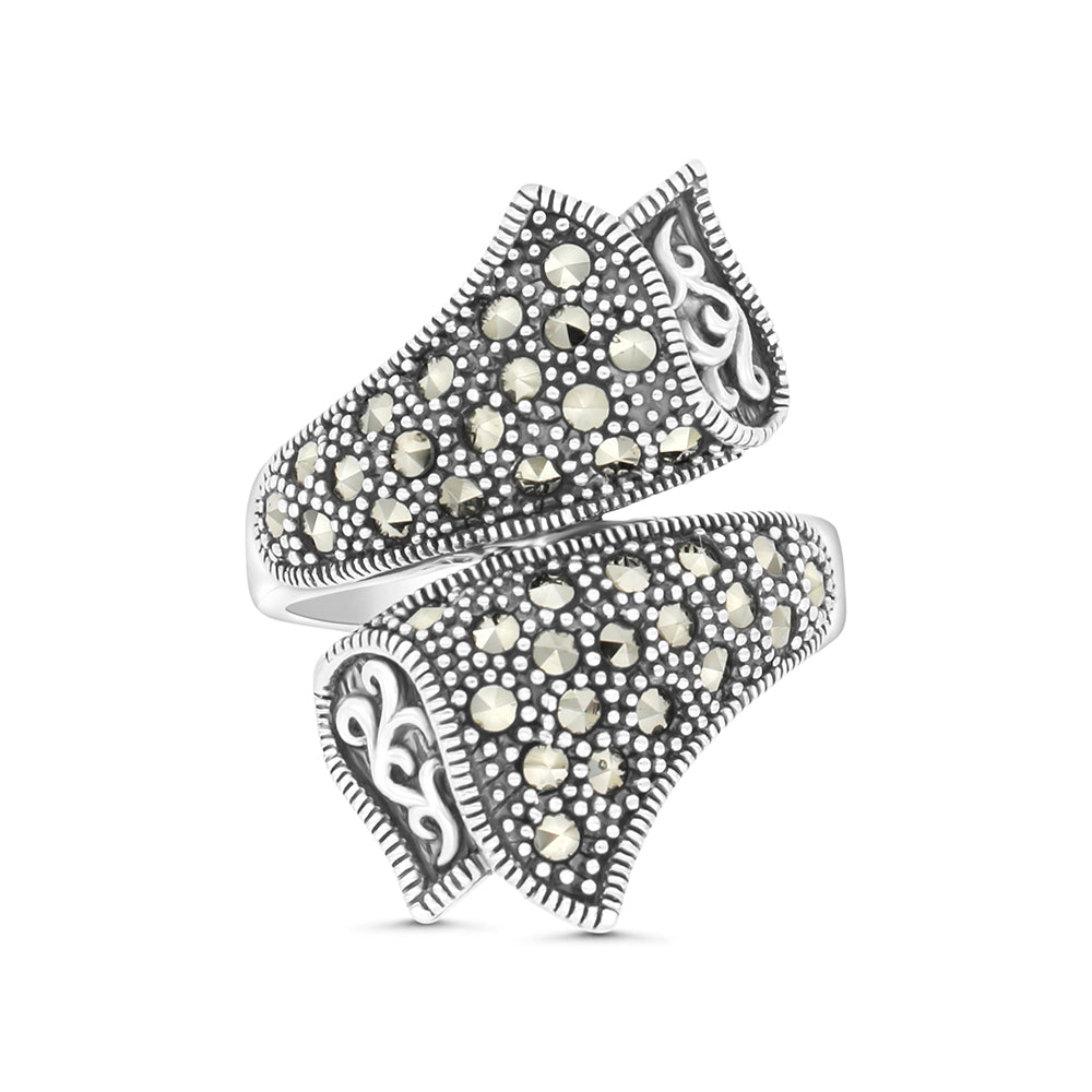 Sterling Silver 925 Ring Embedded With Marcasite Stones