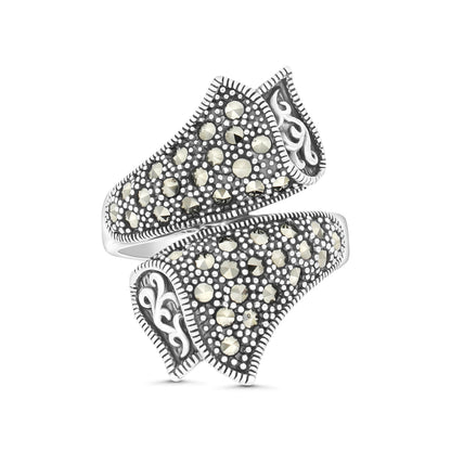 Sterling Silver 925 Ring Embedded With Marcasite Stones