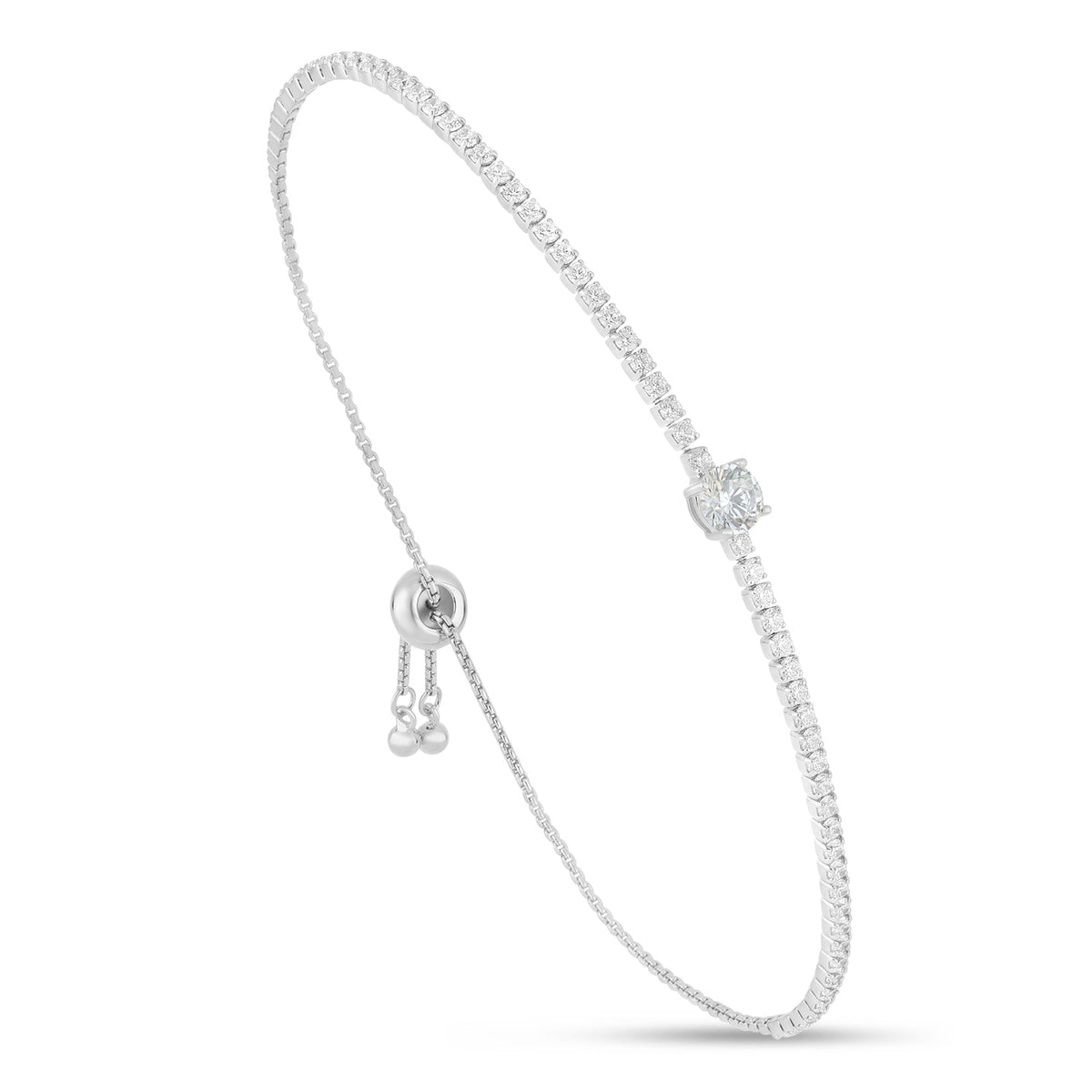 Sterling Silver 925 Bracelet Rhodium Plated Embedded With Diamond Zircon