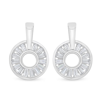 Sterling Silver 925 Earring Rhodium Plated Embedded With White Zircon