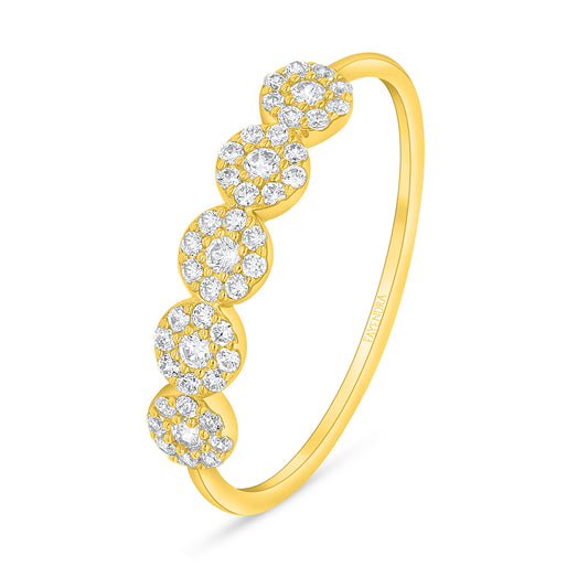 Sterling Silver 925 Ring Golden Plated Embedded With White Zircon