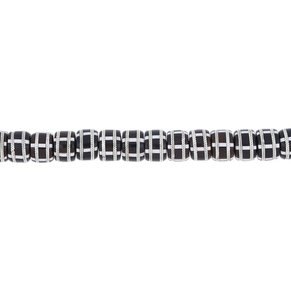Rosary 100 Kuk Borhami 8*6 mm,Hand Inlaid Round Silver And White Enamel African Style, with Two Counters