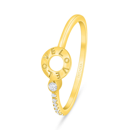 Sterling Silver 925 Ring Golden Plated Embedded With White Zircon