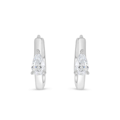 Sterling Silver 925 Earring Rhodium Plated Embedded With White Zircon