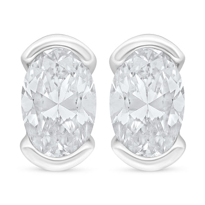 Sterling Silver 925 Earring Rhodium Plated Embedded With White Zircon