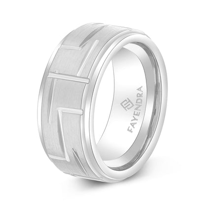 Tungsten Carbide Wedding Ring Rhodium Plated For Men