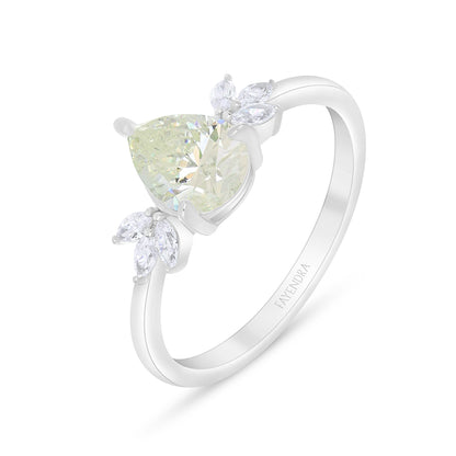 Sterling Silver 925 Ring Rhodium Plated Embedded With Diamond Zircon And White Zircon
