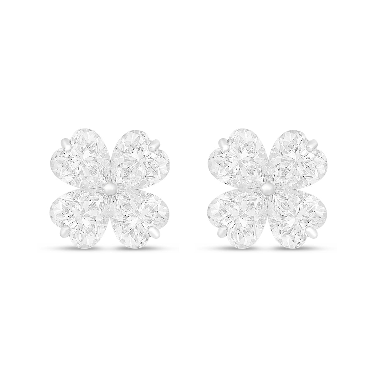 Sterling Silver 925 Earring Rhodium Plated Embedded With White Zircon