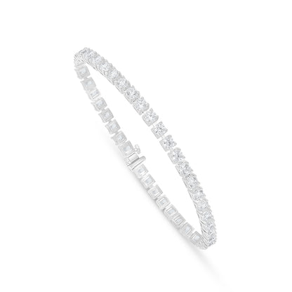 Sterling Silver 925 Bracelet Rhodium Plated Embedded With White Zircon
