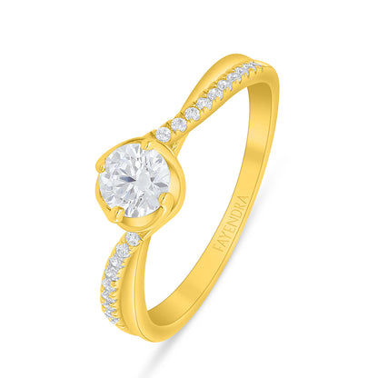 Sterling Silver 925 Ring Golden Plated Embedded With White Zircon