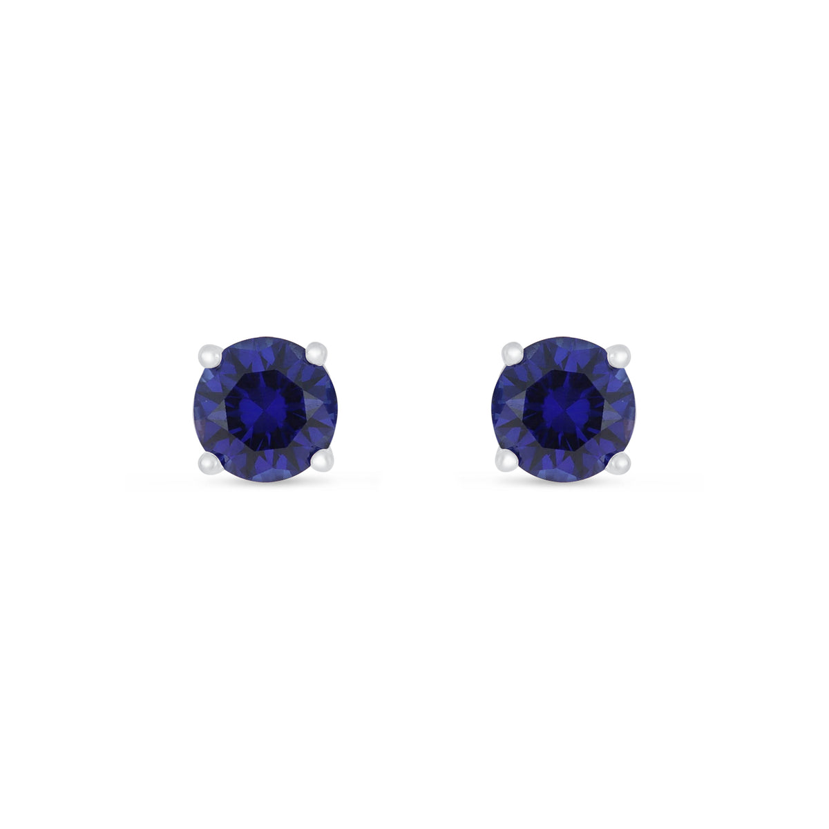 Sterling Silver 925 Earring Rhodium Plated Embedded With Sapphire Corundum And White Zircon