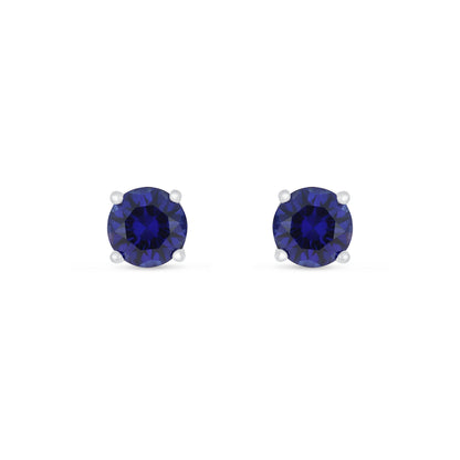 Sterling Silver 925 Earring Rhodium Plated Embedded With Sapphire Corundum And White Zircon