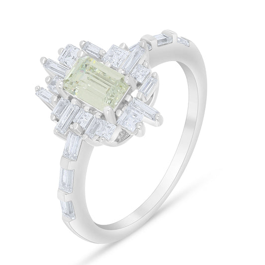 Sterling Silver 925 Ring Rhodium Plated Embedded With Diamond Zircon And White Zircon