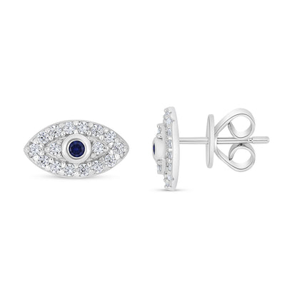 Sterling Silver 925 Earring Rhodium Plated Embedded With White Zircon
