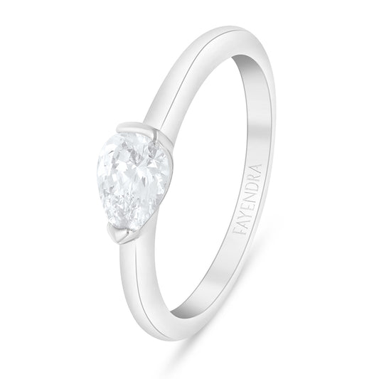Sterling Silver 925 Ring Rhodium Plated Embedded With White Zircon
