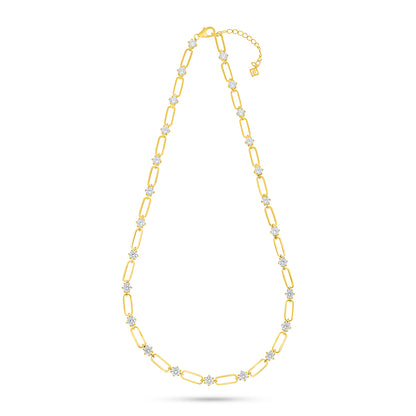 Sterling Silver 925 Necklace Golden Plated Embedded With White Zircon