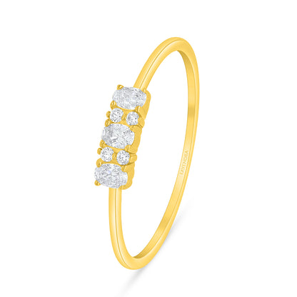 Sterling Silver 925 Ring Golden Plated Embedded With White Zircon