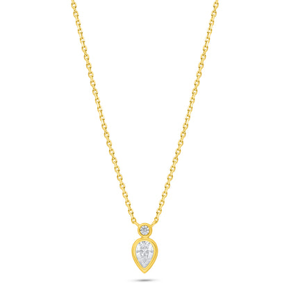 Sterling Silver 925 Necklace Golden Plated Embedded With White Zircon
