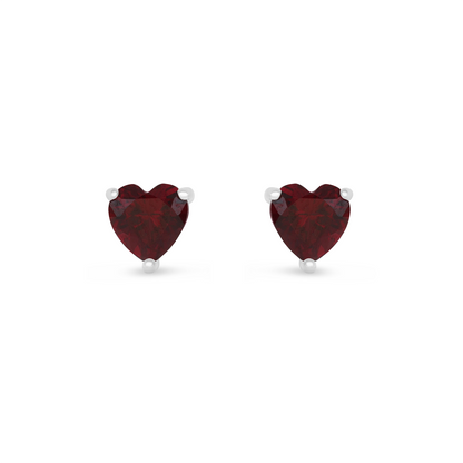 Sterling Silver 925 Earring Rhodium Plated Embedded With Ruby Corundum
