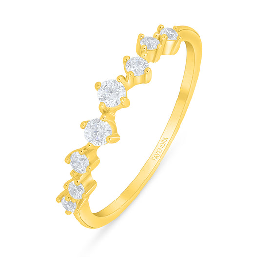 Sterling Silver 925 Ring Golden Plated Embedded With White Zircon