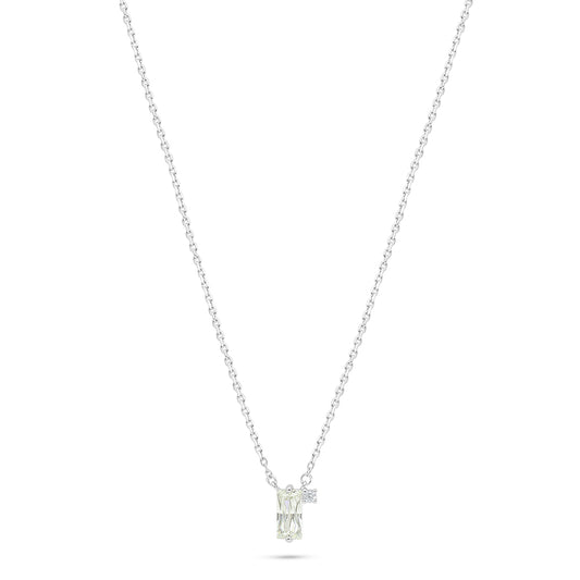 Sterling Silver 925 Necklace Rhodium Plated Embedded With Diamond Zircon And White Zircon