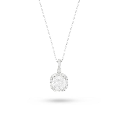 Sterling Silver 925 Necklace Rhodium Plated Embedded With White Zircon