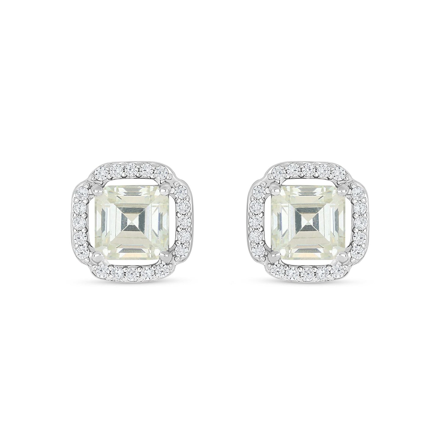 Sterling Silver 925 Earring Rhodium Plated Embedded With Diamond Zircon And White Zircon